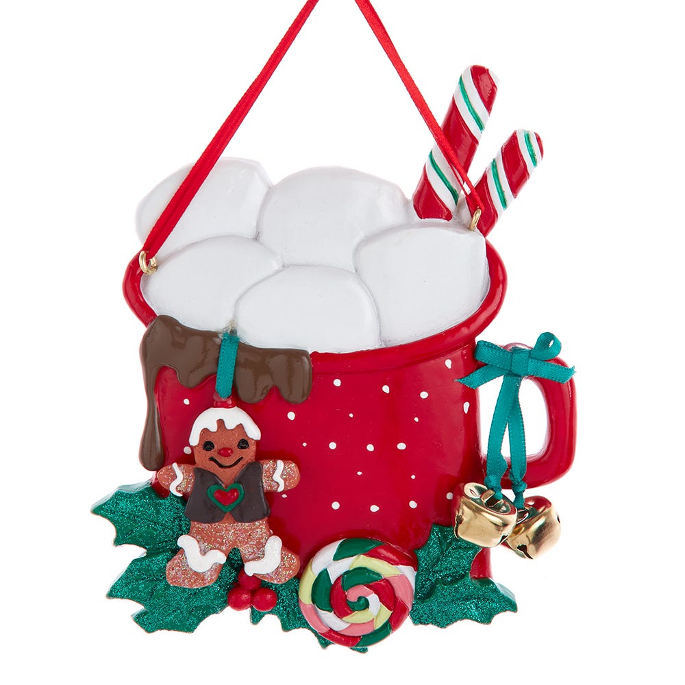 Cocoa Mug With Marshmallows Ornament - Family of 5