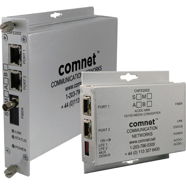 Comnet 2 Ch 10/100 Mbps Ethernet 1310/1550Nm, 30 W Poe+, A Side Cnfe2002M1Apoe/M