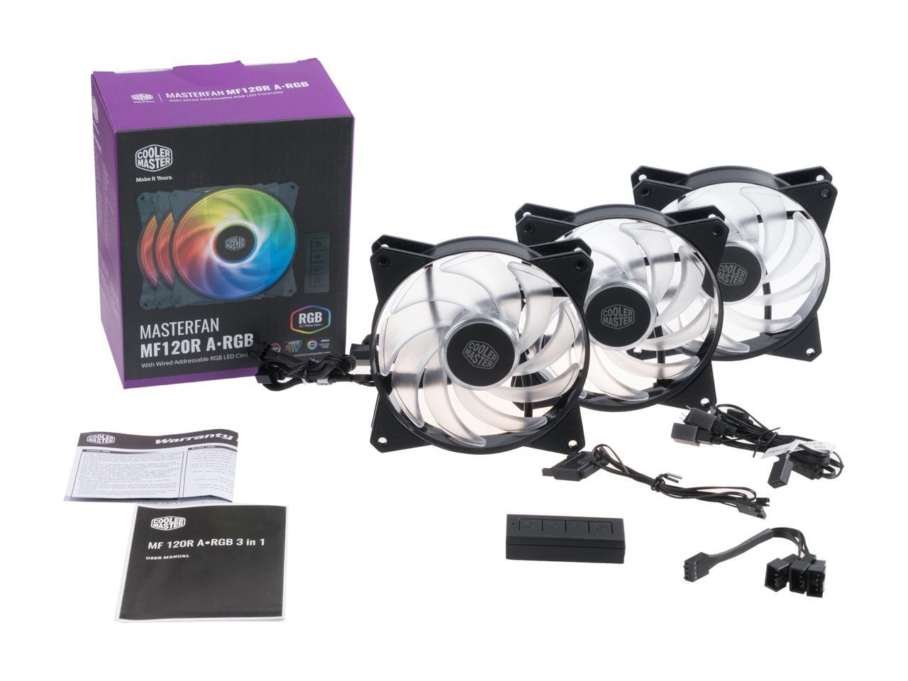 Cooler Master Masterfan Mf120R Addressable Rgb 120Mm Fan, 3 In 1 With Argb Led Controller, Independently-Controlled Led. R4-120R-203C-R1.