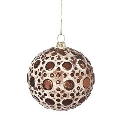 Copper White Wash Glass Ornament - Ball