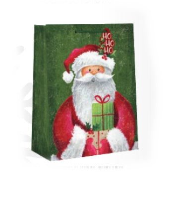 Country Christmas Gift Bag - Medium - Santa Ho Ho Ho