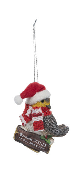 Cozy Bird Ornament - Warmest WISHES to you and yours