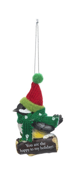 Cozy Bird Ornament - You are the happy to my holidays