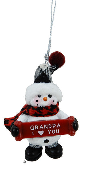 Cozy Snowman Ornament - Grandpa I ♥ You