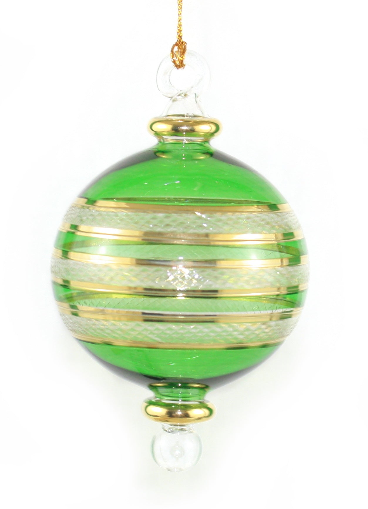 Crystal Gold Etched Banded Globe - Green