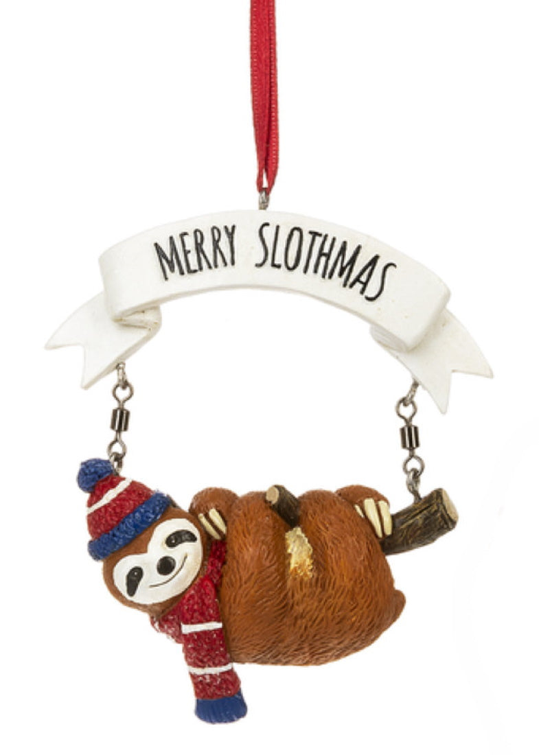 Cute Sloth Ornament - Slothing through the Snow
