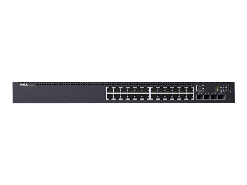 Dell Networking N1524P - Switch - L2+ - managed - 24 x 10/100/1000 + 4 x 10 Gigabit SFP+ - front to back airflow -