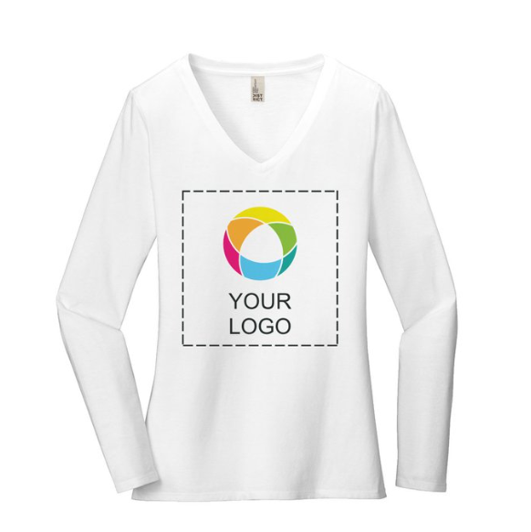 District® Women’s Very Important Tee® | Long Sleeve V-Neck with Stylish Left Chest & Back Prints
