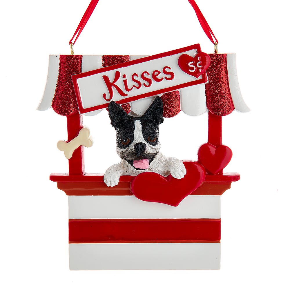 Dog Kisses - Kissing Booth Ornament - Boston Terrier