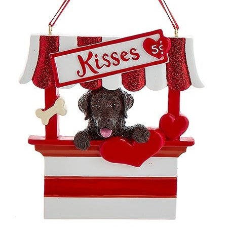 Dog Kisses - Kissing Booth Ornament - Chocolate Lab