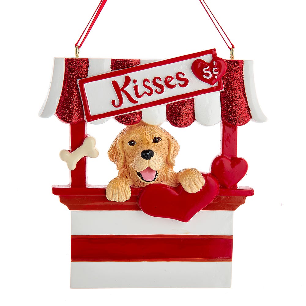 Dog Kisses - Kissing Booth Ornament - Golden Retriever