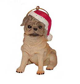 Dog in a Santa Hat Ornament - Pug