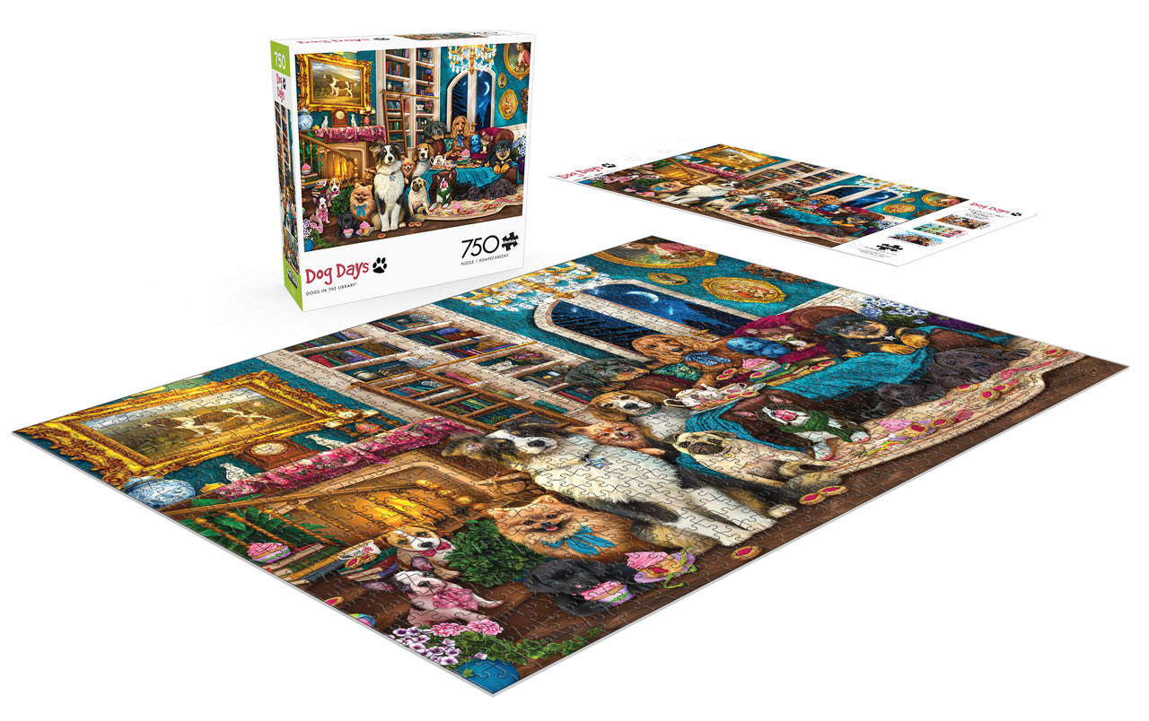 Dogs in the Library 750 Piece Puzzle