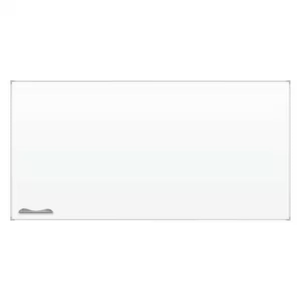 Dry Erase Board, Porcelain, 60 in, 144 in, Aluminum Frame, White, Gloss