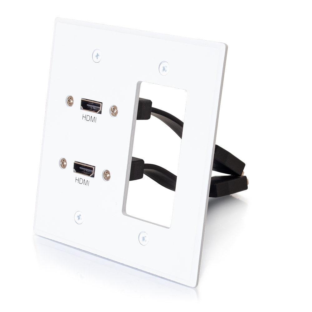 Dual Hdmi 2Gang Wall Plate-1 Cutout Wht