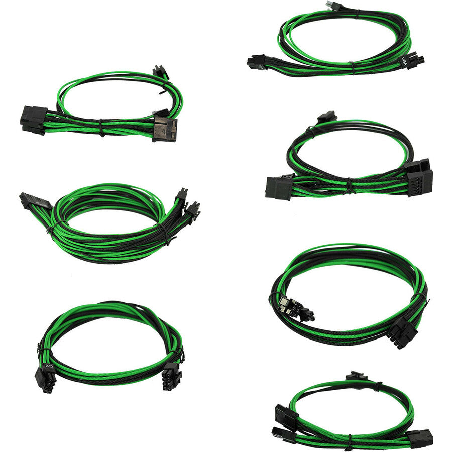 EVGA 1000-1300 G2/G3/P2/T2 Green/Black Power Supply Cable Set (Individually Sleeved) 100-G2-13KG-B9