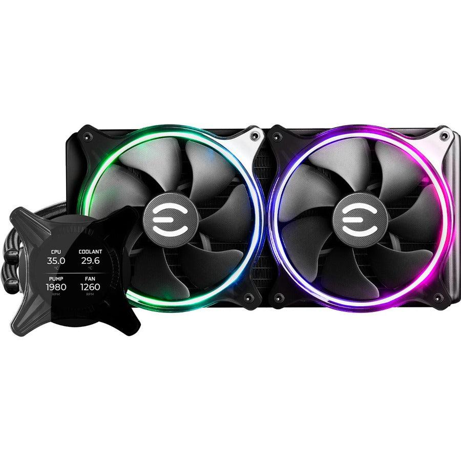 EVGA CLCx 280mm All-in-One LCD CPU Liquid Cooler, 2x 140mm PWM ARGB Fans, Intel, AMD, 5 YR Warranty, 400-HY-CX28-V1