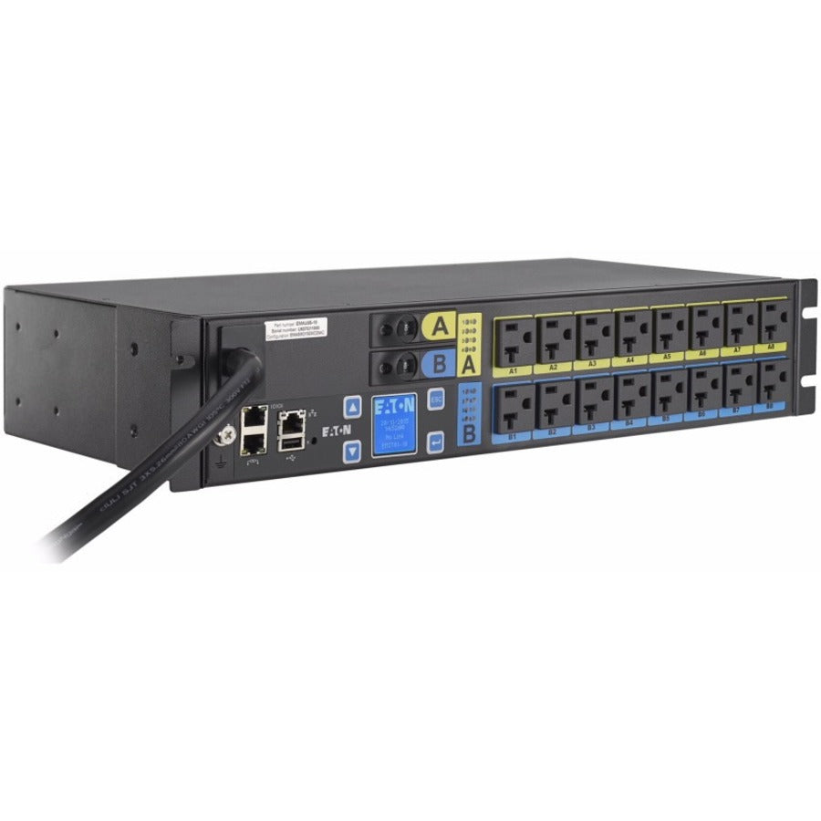 Eaton Managed rack PDU, 2U, L5-30P input, 2.88 kW max, 120V, 24A, 10 ft cord, Single-phase, Outlets: (16) 5-20R EMAU05-10