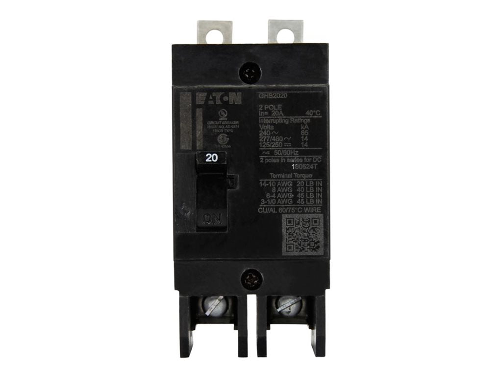 Eaton Series C - Automatic circuit breaker - G-frame, GHB, Complete breaker, fixed thermal, fixed magnetic trip type, two-pole GHB2020