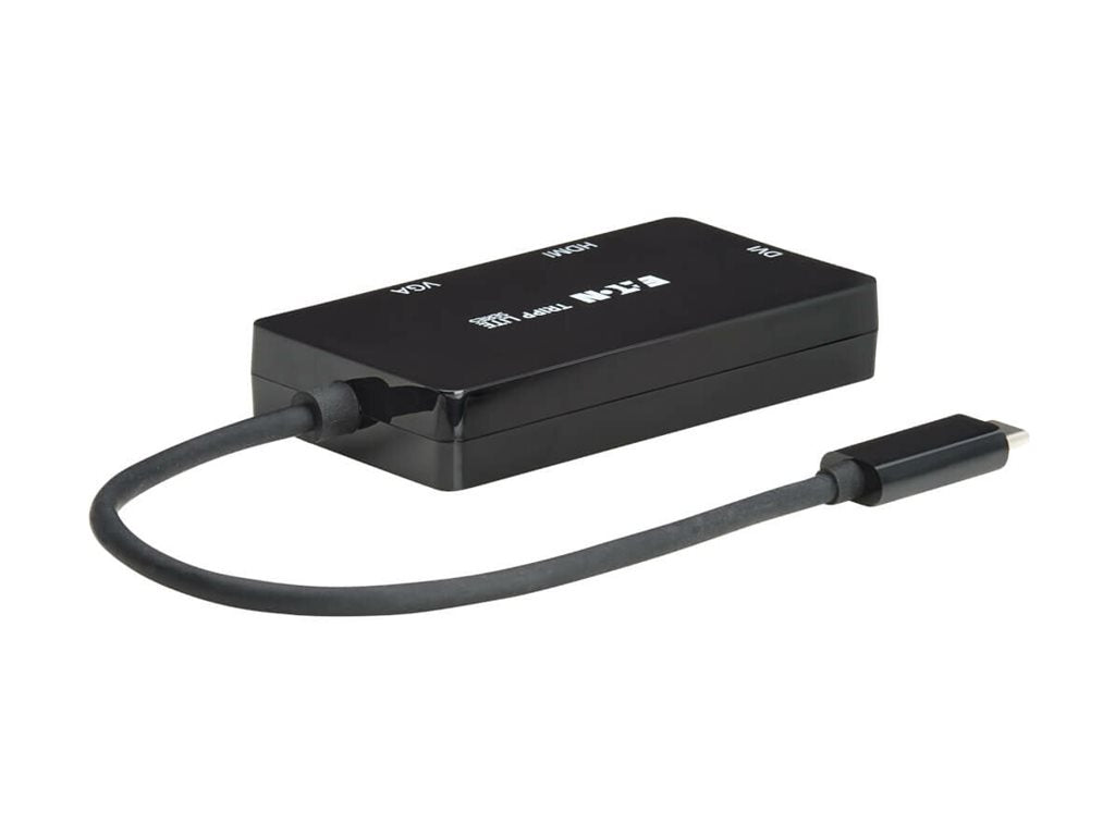 Eaton Tripp Lite Series USB C Multiport Adapter M/3xF 4K60Hz HDMI 1080p VGA + DVI Ports Black - Docking station - USB-C / Thunderbolt U444-06NHDV4K6B