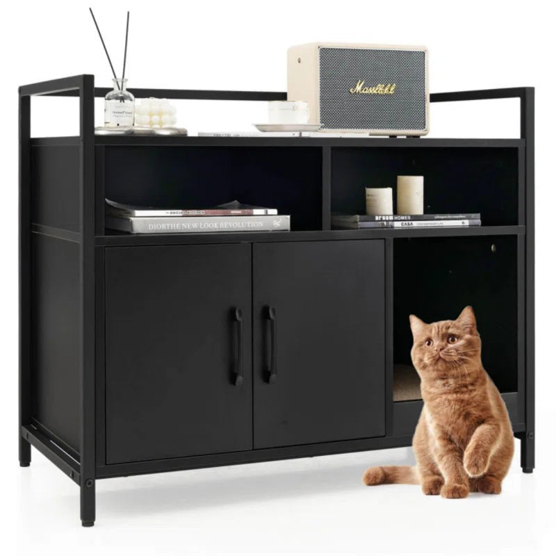 Edgware 35 Inch Litter Box Enclosure Cabinet With 2 Doors