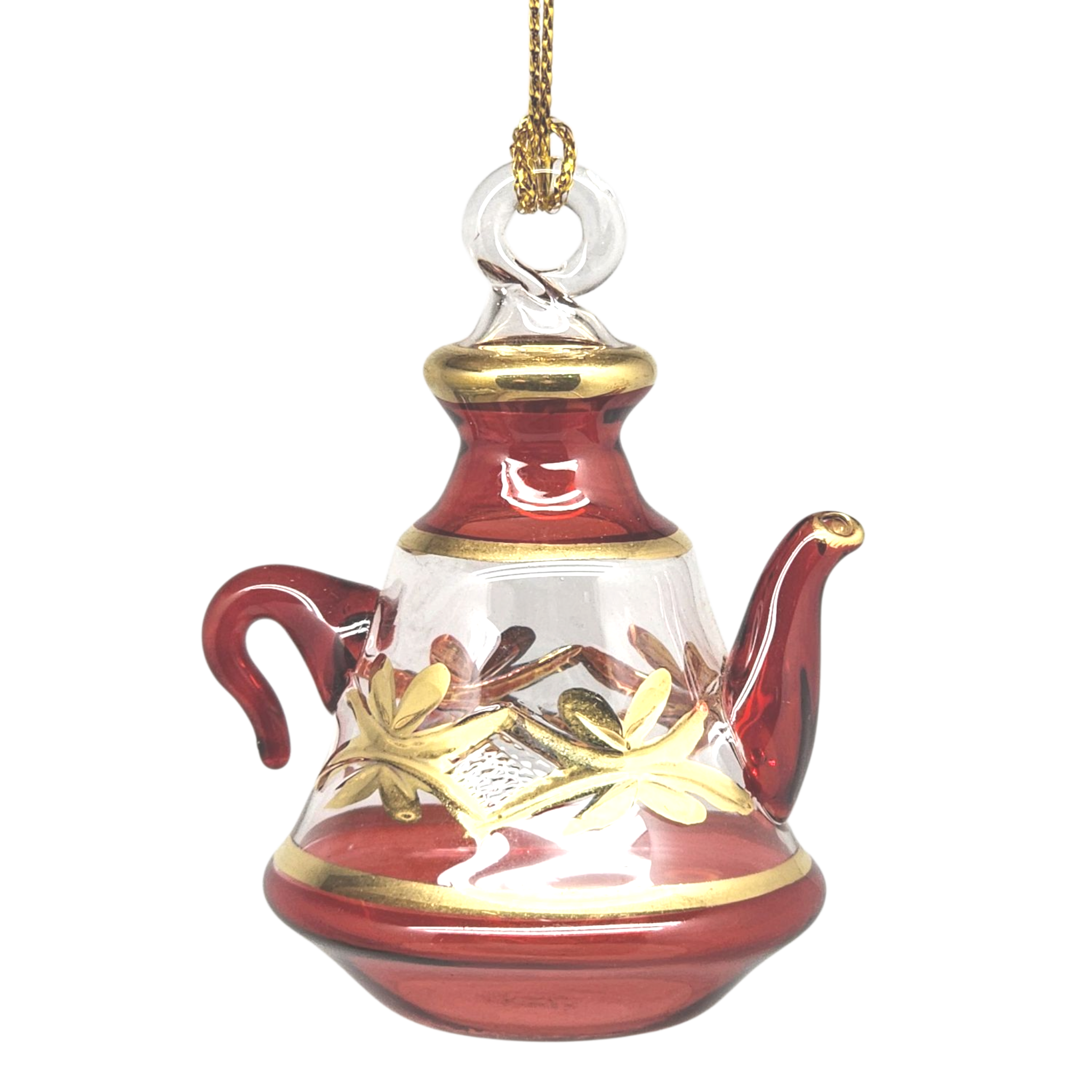 Egyptian Glass Teapot Ornaments - Christmas Red
