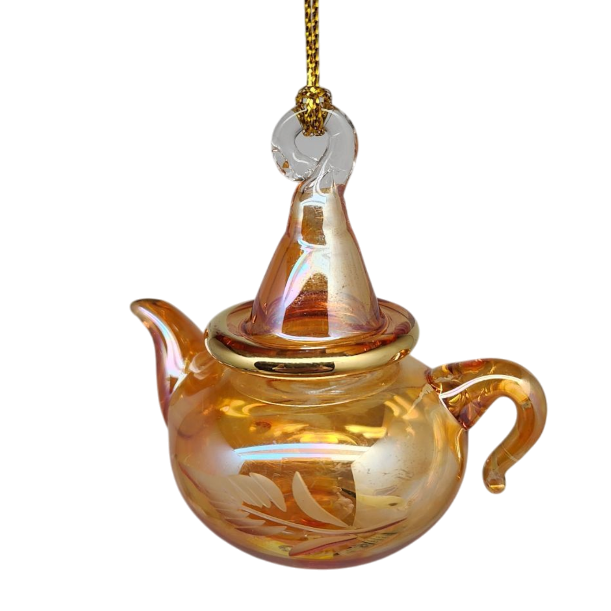 Egyptian Glass Teapot Ornaments - Etched Gold