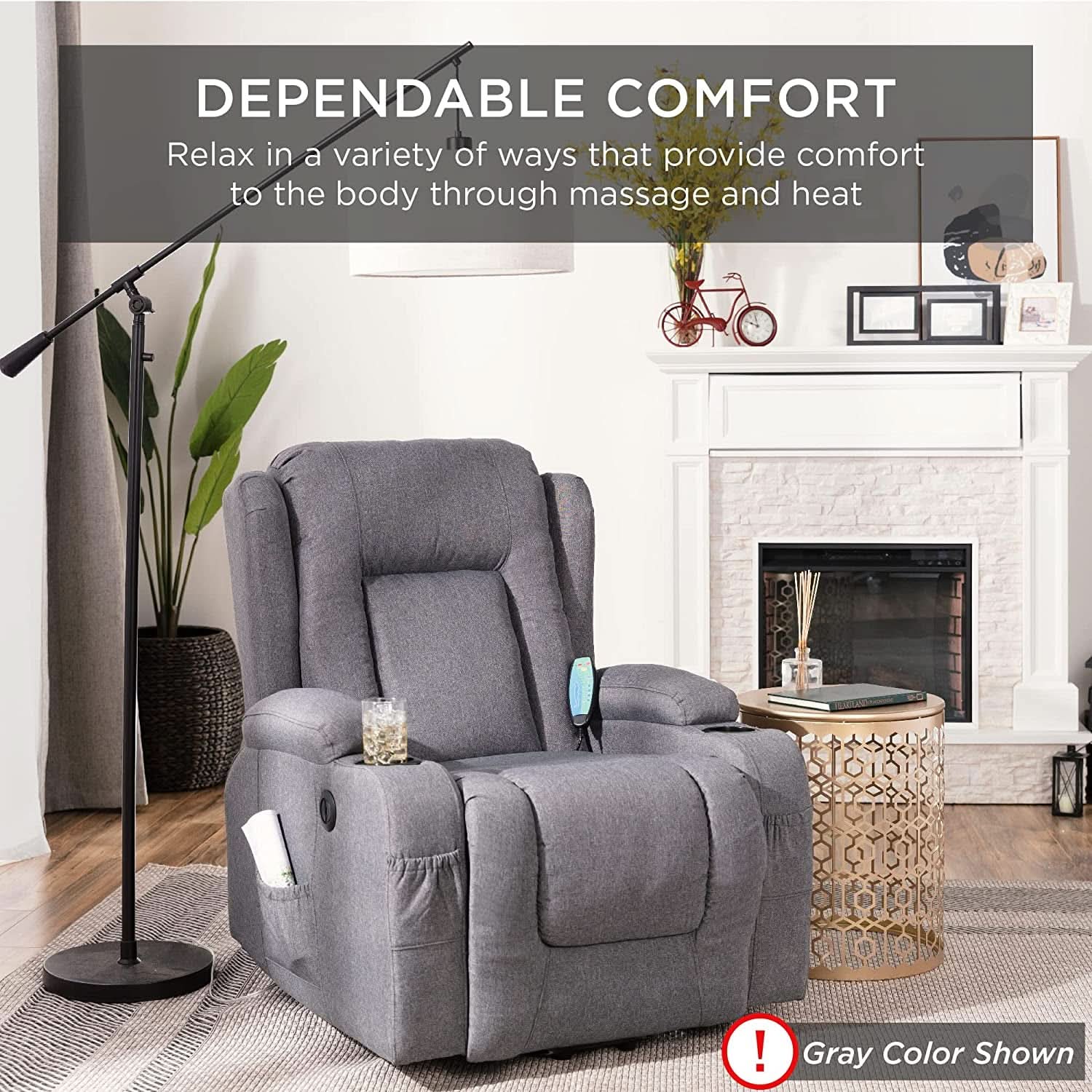 Electric Power Lift Linen Recliner Massage Chair Black