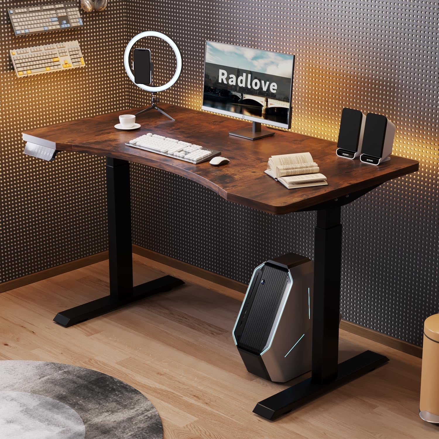 Electric Standing Desk Dual Motors Height Adjustable Curved Design