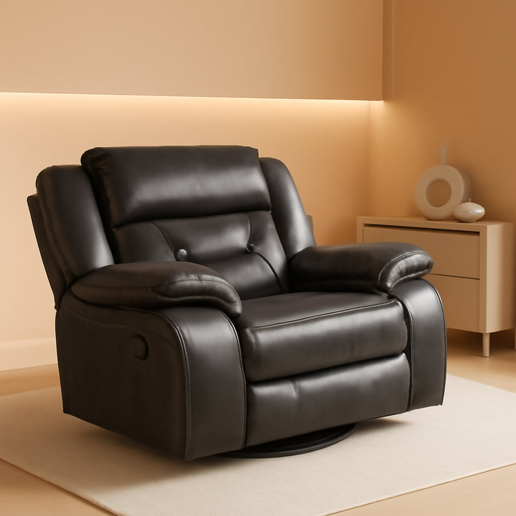 Elkton Manual Motion Recliner Dark Chestnut Plush Cushions