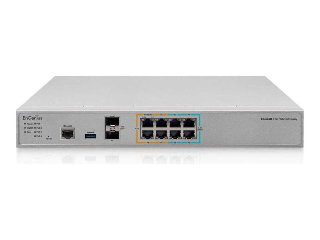EnGenius Cloud Managed ESG620 - SD-WAN gateway - security, with quad core 2.2GHz and 8x 2.5G ports - 2.5GbE -