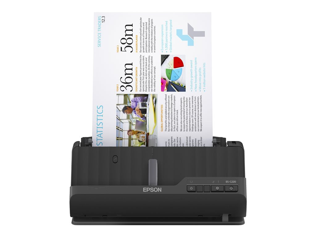 Epson WorkForce ES-C220 - Sheetfed scanner - Contact Image Sensor (CIS) - A4 - 600 dpi x 600 dpi - ADF (20 sheets) - up