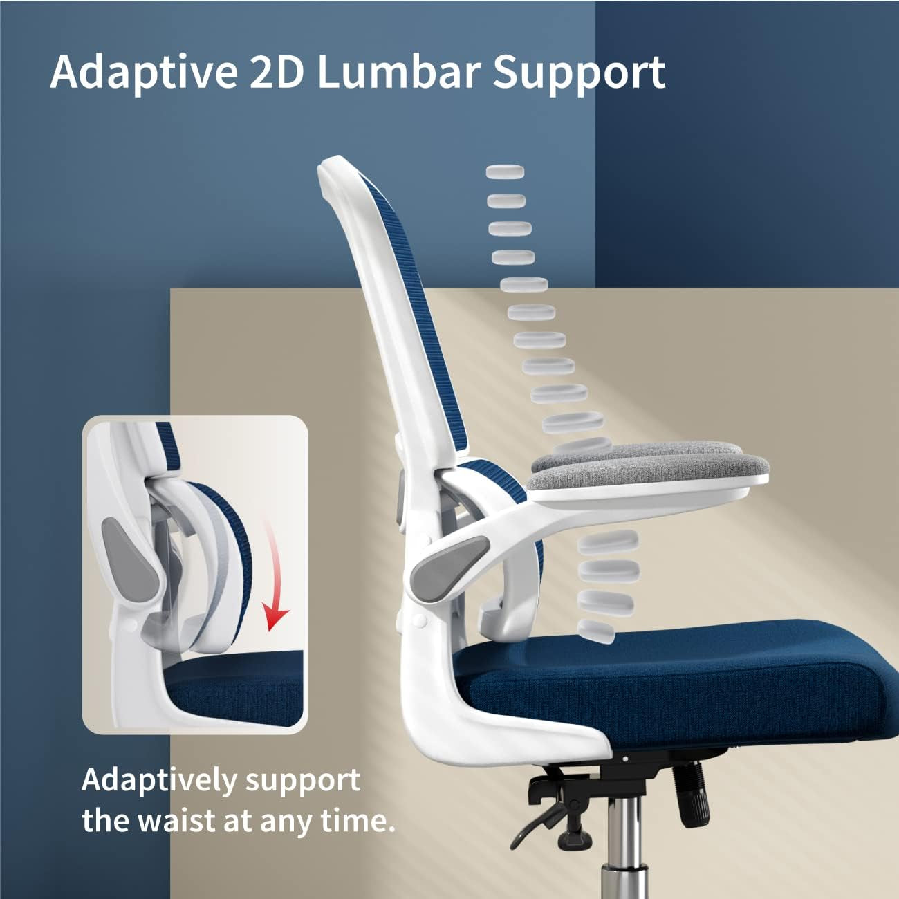 Ergonomic Mesh Office Chair With Flip Up Armrests And Lumbar Support