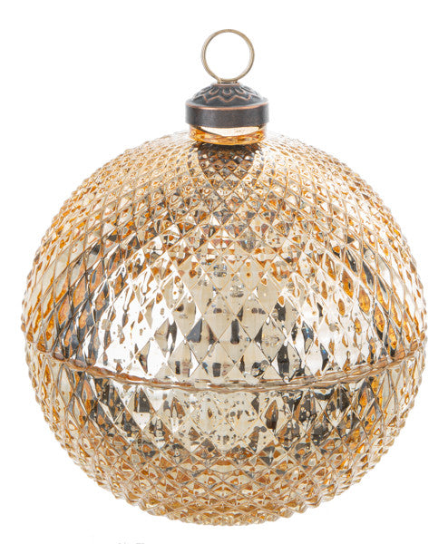 Faceted Glass Ornament Trinket Box with Place Card Holder - Gold