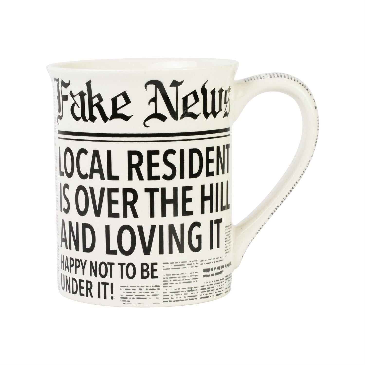 Fake News Over the Hill Mug