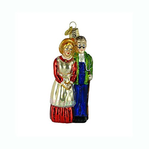Farm Couple Glass Ornament