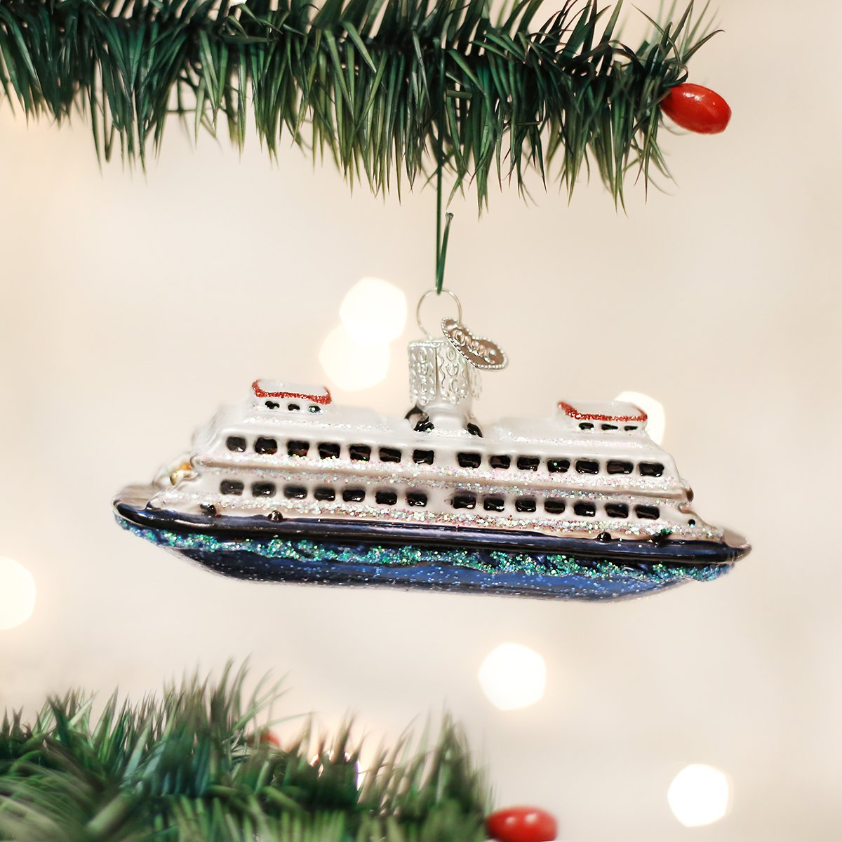 Ferry Boat Glass Ornament
