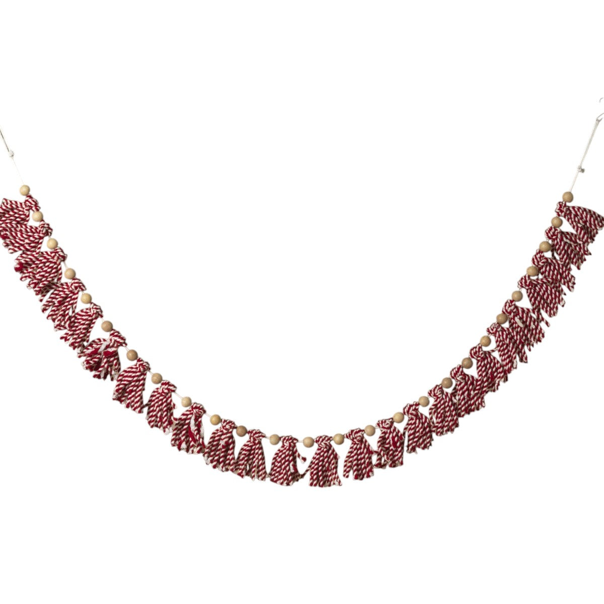 Festive Wool & Wood Bead Holiday Garland