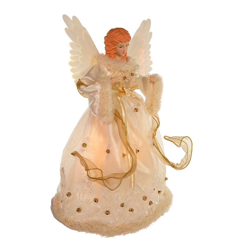 Fiber-Optic Ivory and Gold Animated Angel Lighted Treetop