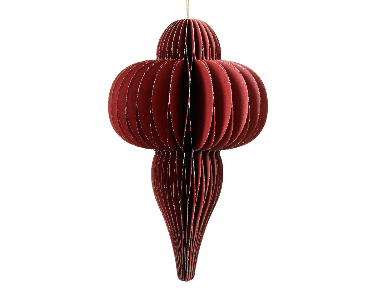 Finial Honeycomb Paper Ornament - 16 Inch - Red
