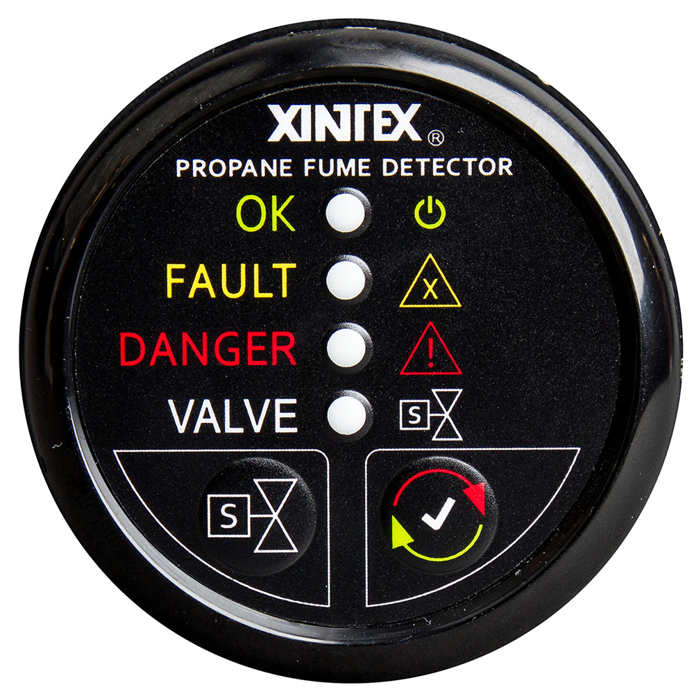 Fireboy-Xintex Propane Fume Detector w/Plastic Sensor & Solenoid Valve - Black Bezel