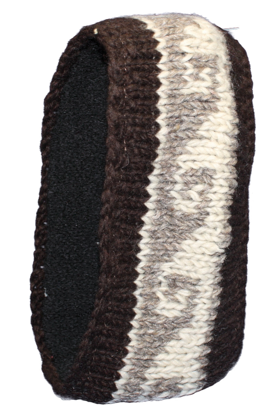 Fleeced Lined wood Headband- Two Tone Brown