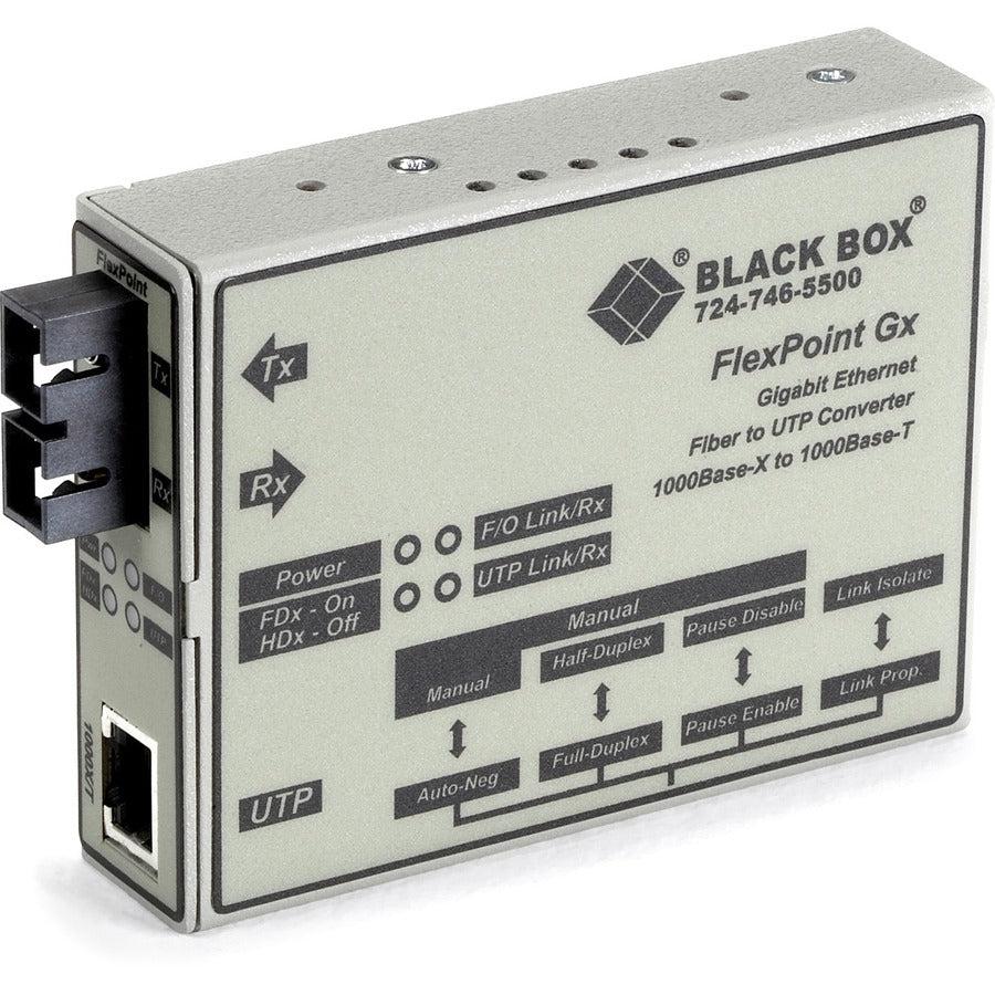FlexPoint Gigabit Ethernet Media Converter - Single-Mode Fiber SC 10km | Black Box LMC1004A-R3