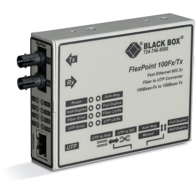 FlexPoint LMC213A-MMST-R2 Fast Ethernet Media Converter - 100Base-TX to 100Base-FX | BLACK BOX