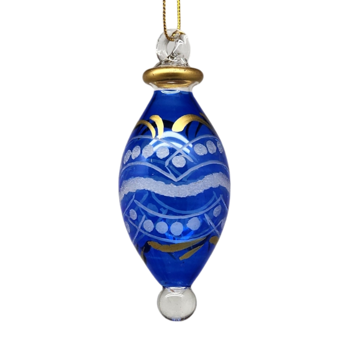 Floral Etched Bulb Drop - Blue