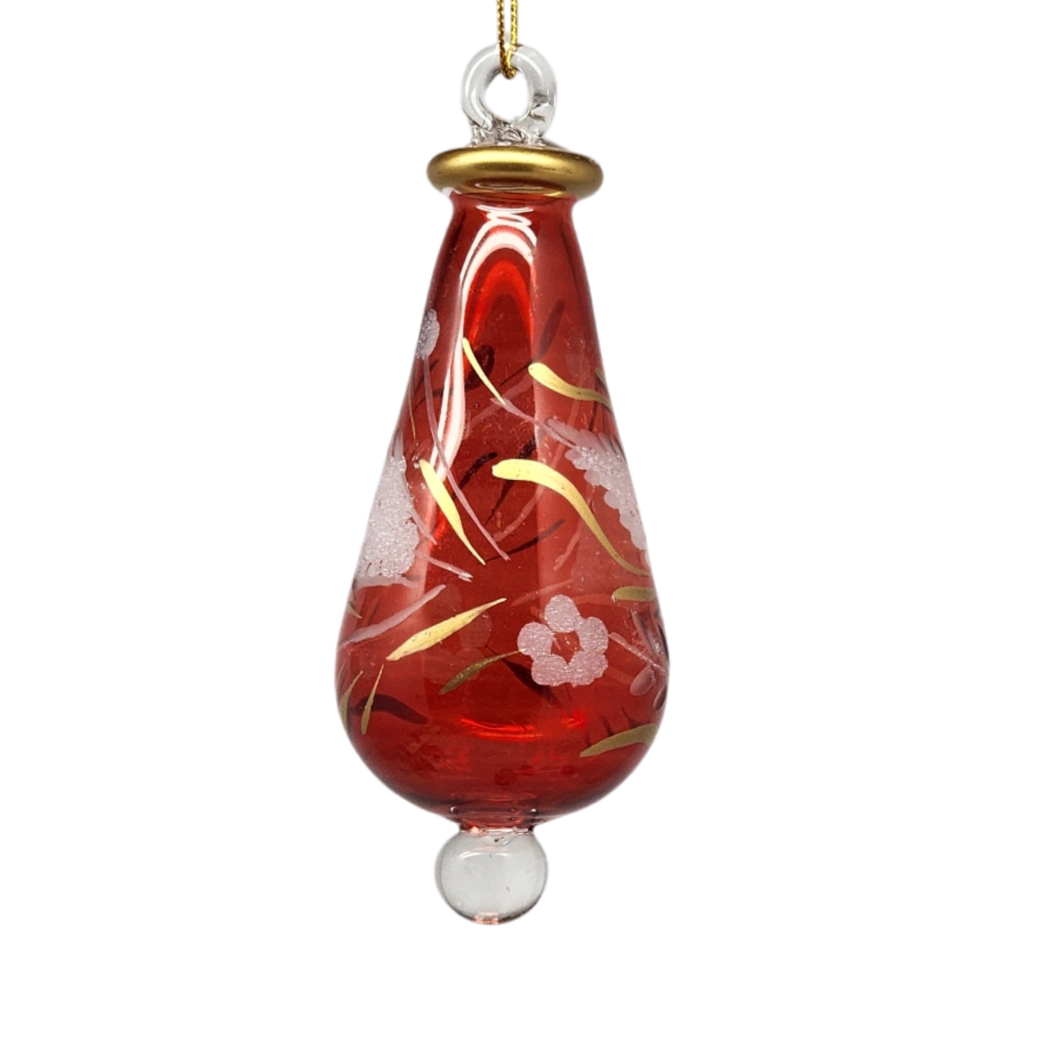Floral Etched Teardrop - Red