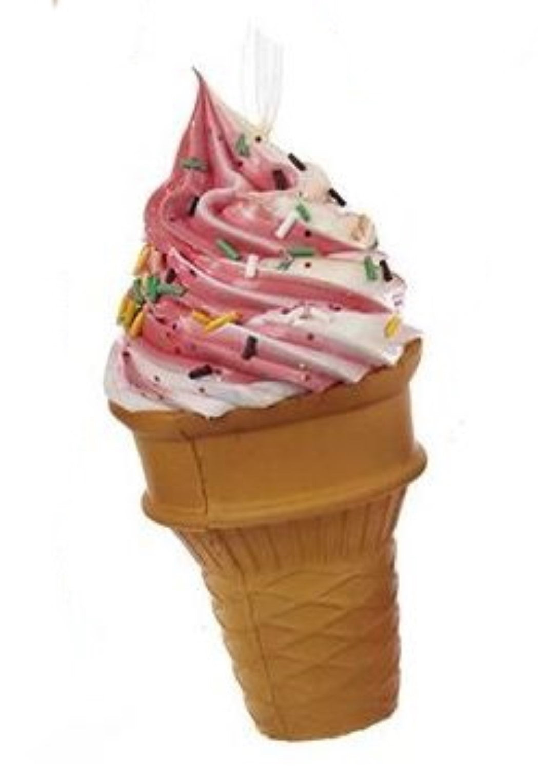 Foam Ice Cream Cone Ornament - Rasberry Swirl with Jimmies
