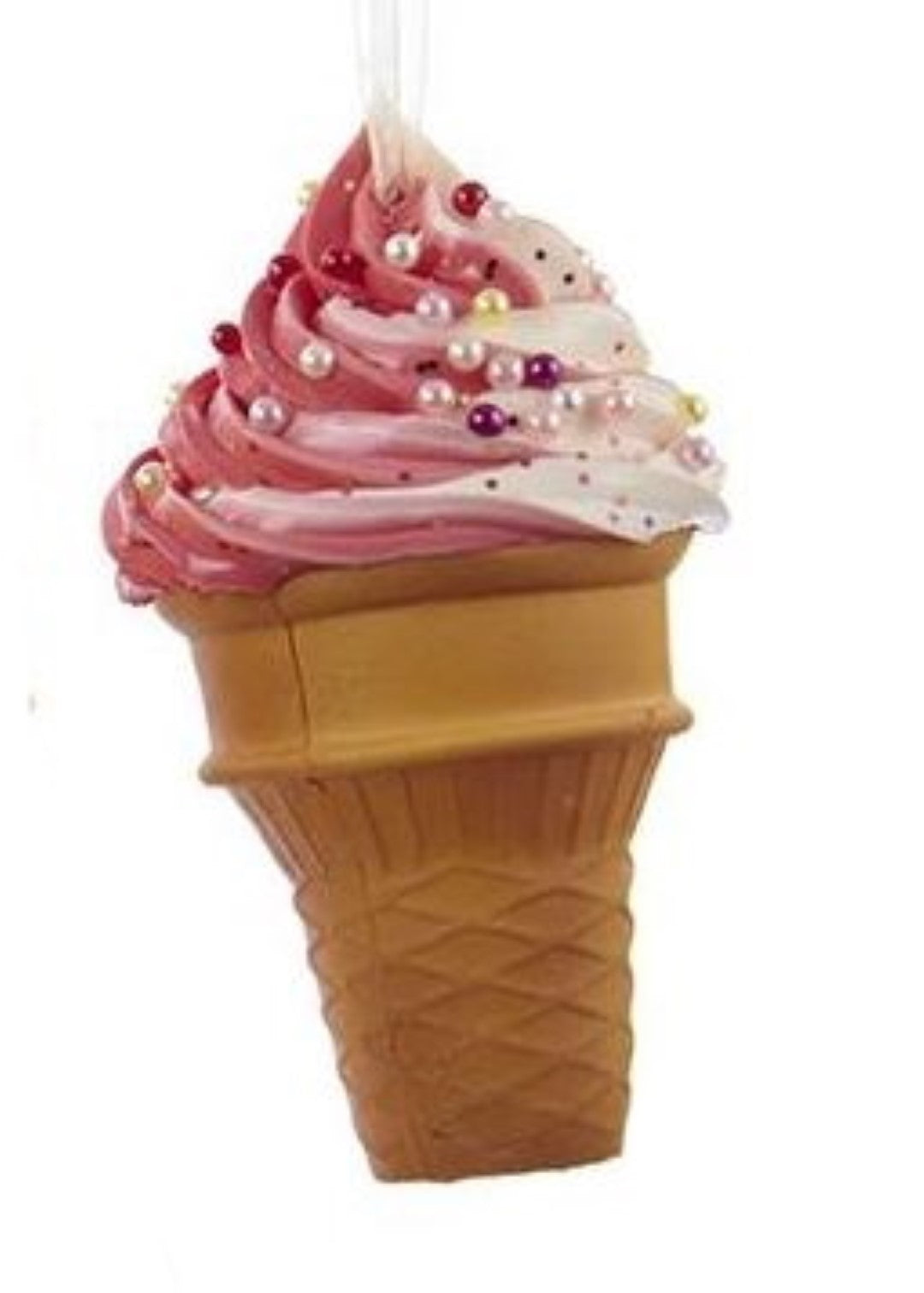 Foam Ice Cream Cone Ornament - Raspberry Swirl with Candies