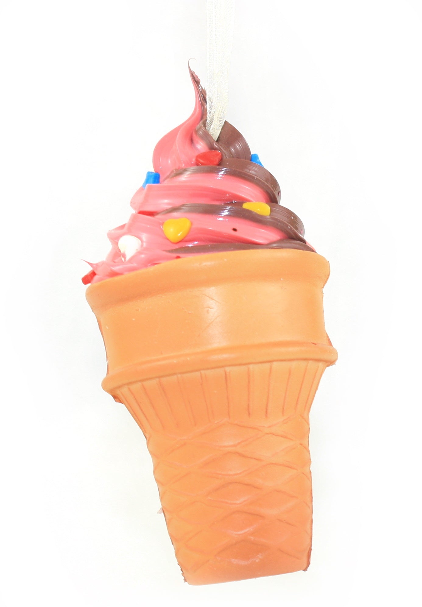 Foam Ice Cream Cone Ornament - Strawberry Chocolate with Candies