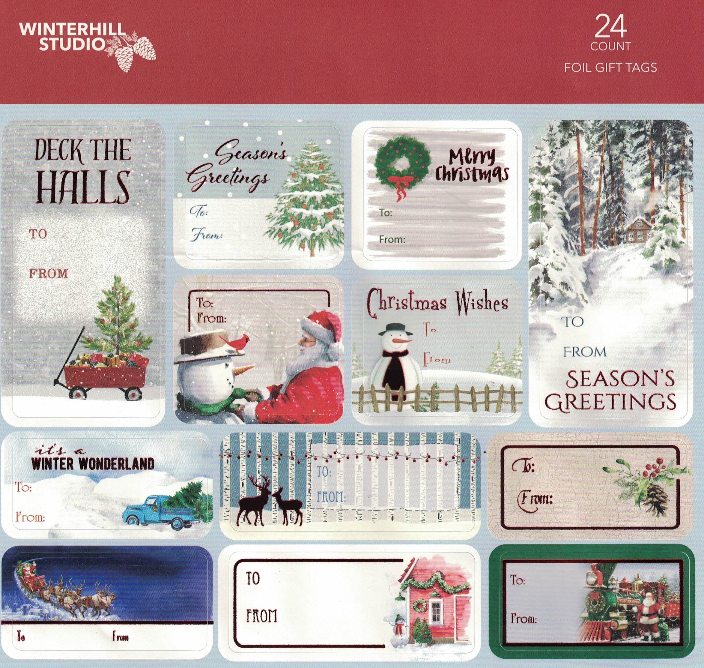 Foil Peel and Stick Gift tags - Deck the Halls